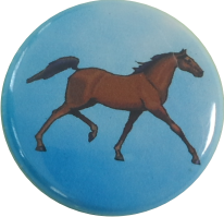 Pferde Button blau